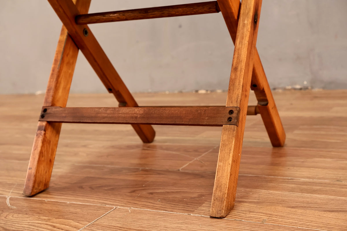 Black Vinyl & Wood Folding Chair