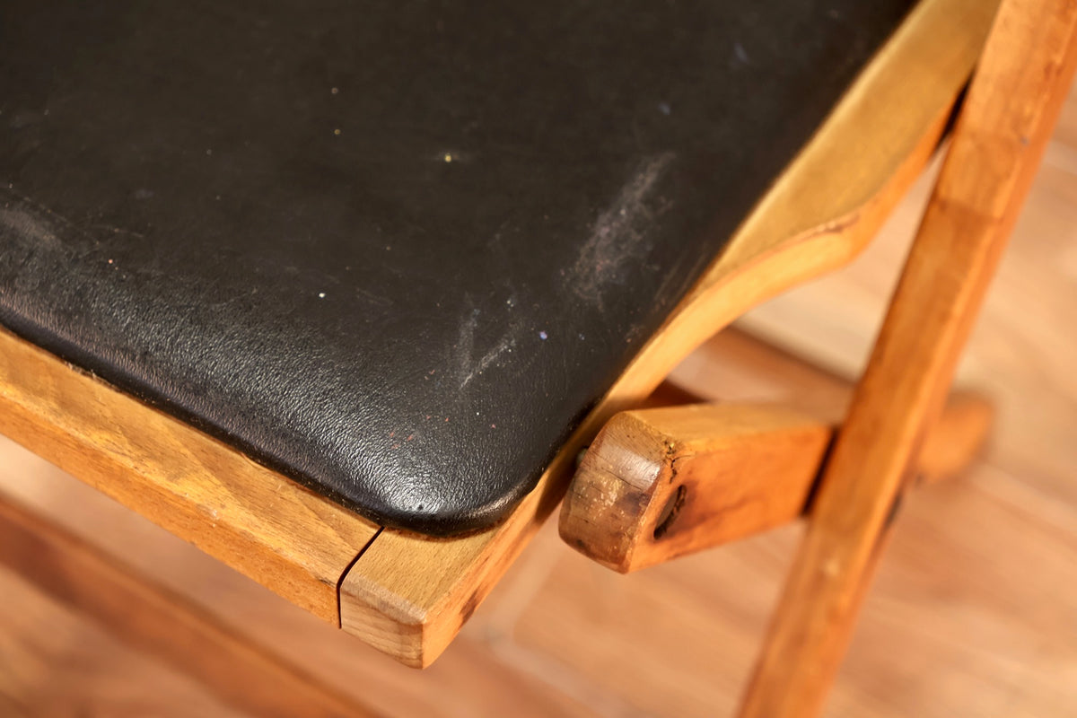 Black Vinyl & Wood Folding Chair