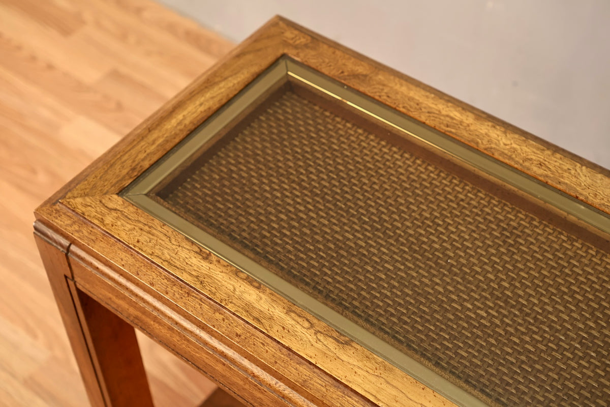 Oak & Smoked Glass Console Table - ONLINE ONLY