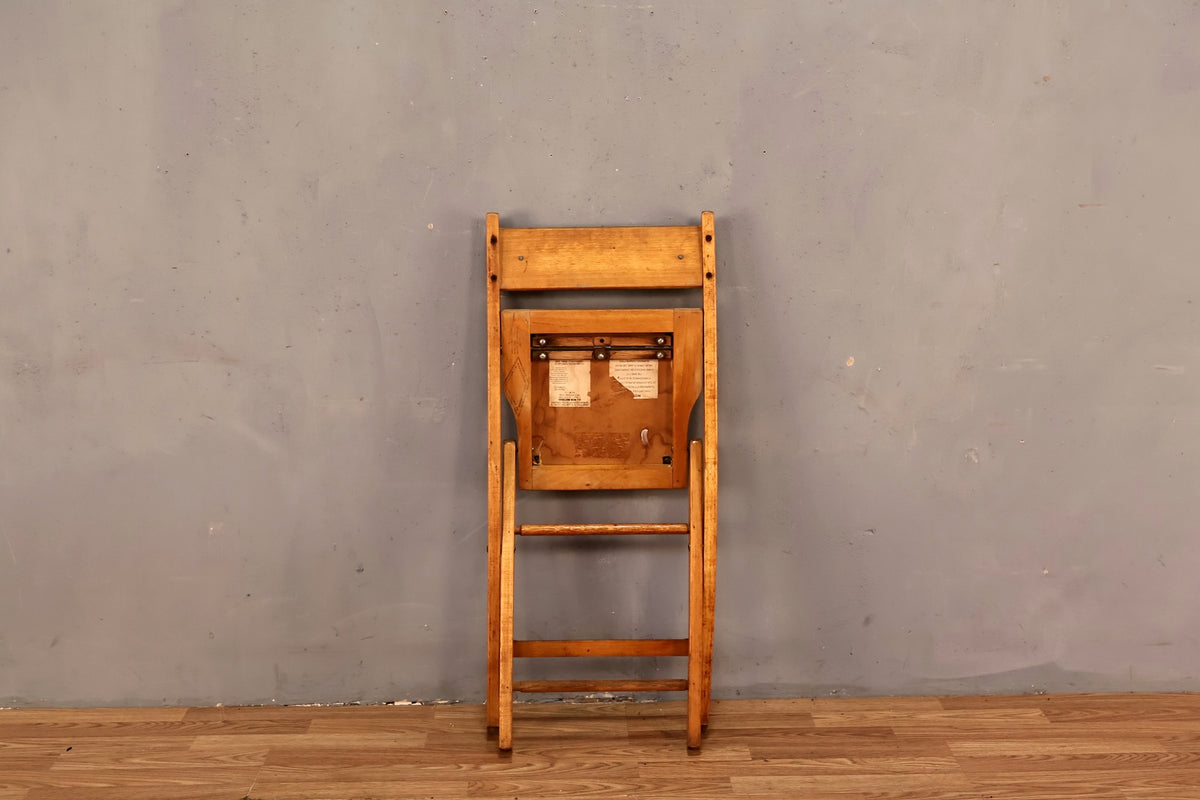Black Vinyl & Wood Folding Chair