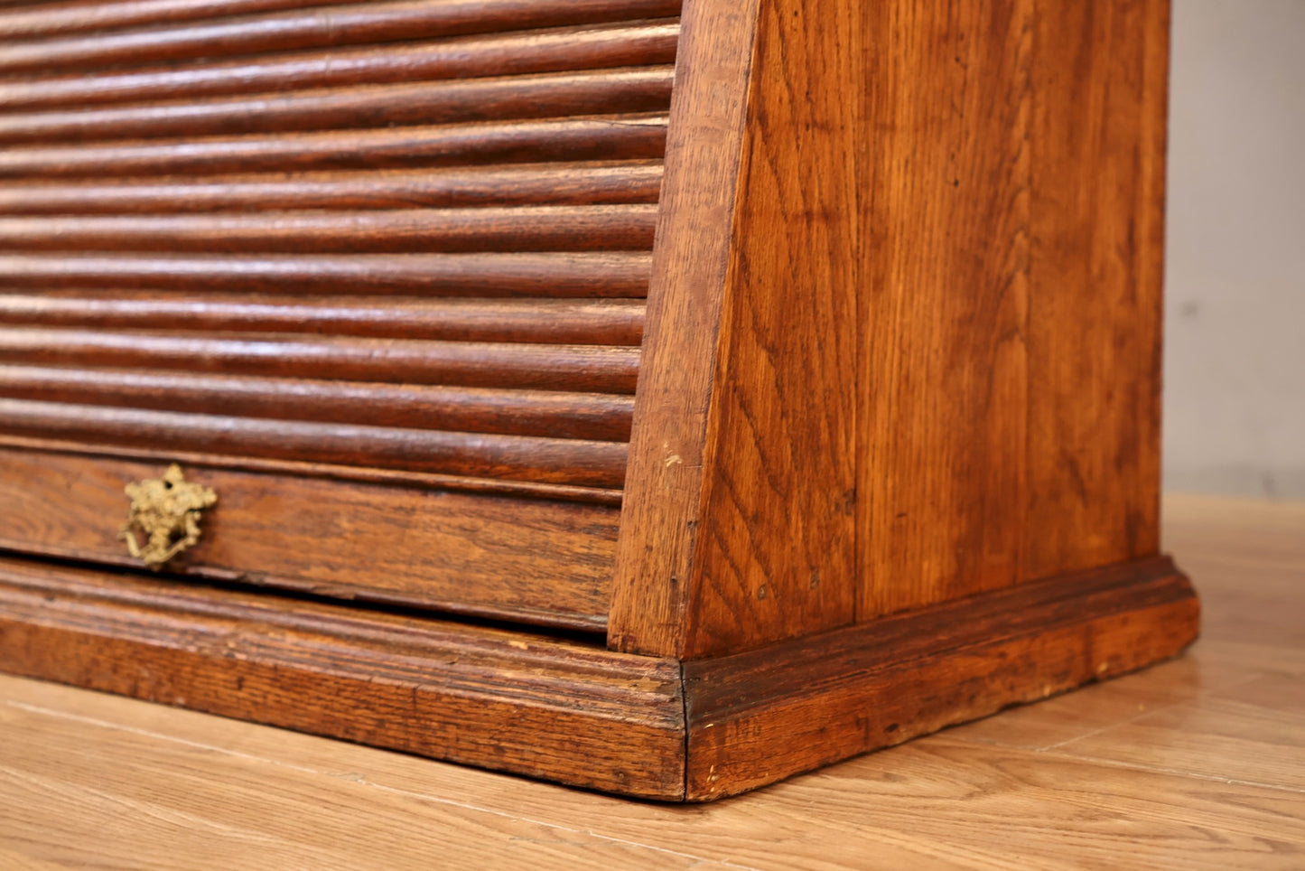 Antique Oak Roll-Top Railway Ticket Cabinet