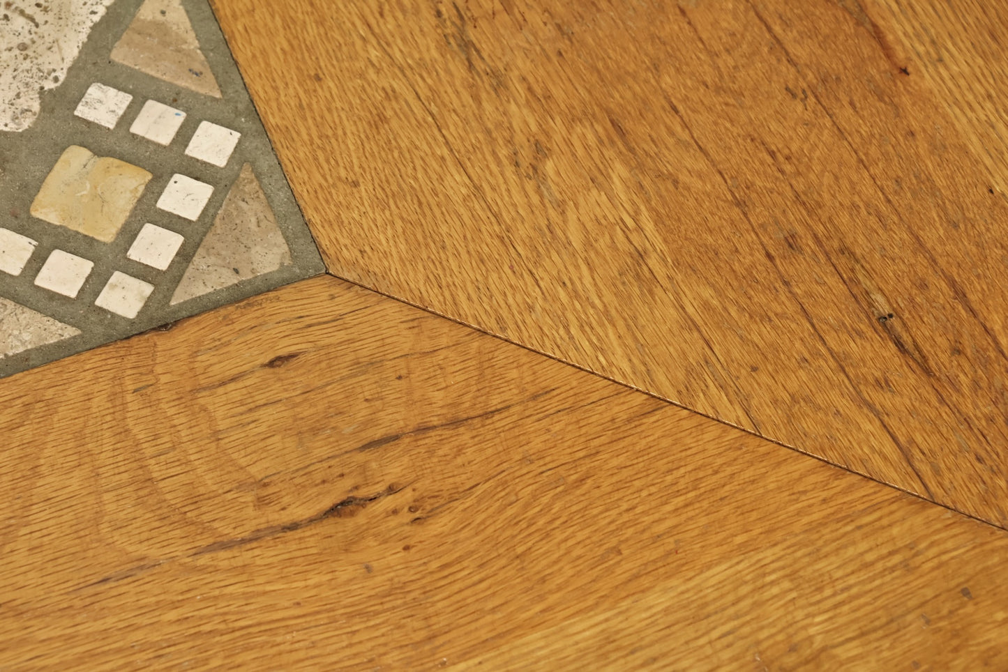 Large Oak & Tile Hairpin-Leg Dining Table - ONLINE ONLY