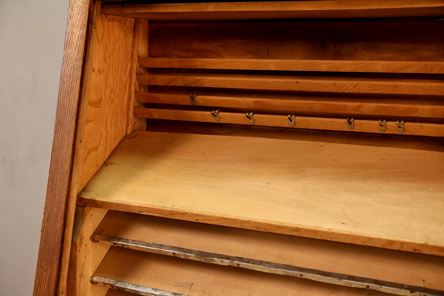 Antique Oak Roll-Top Railway Ticket Cabinet