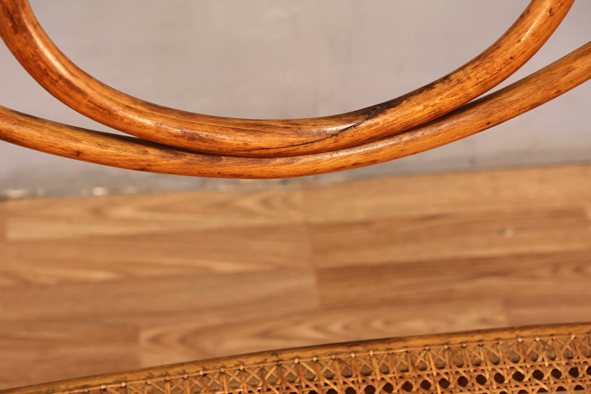 Antique Thonet Bentwood & Cane Bench