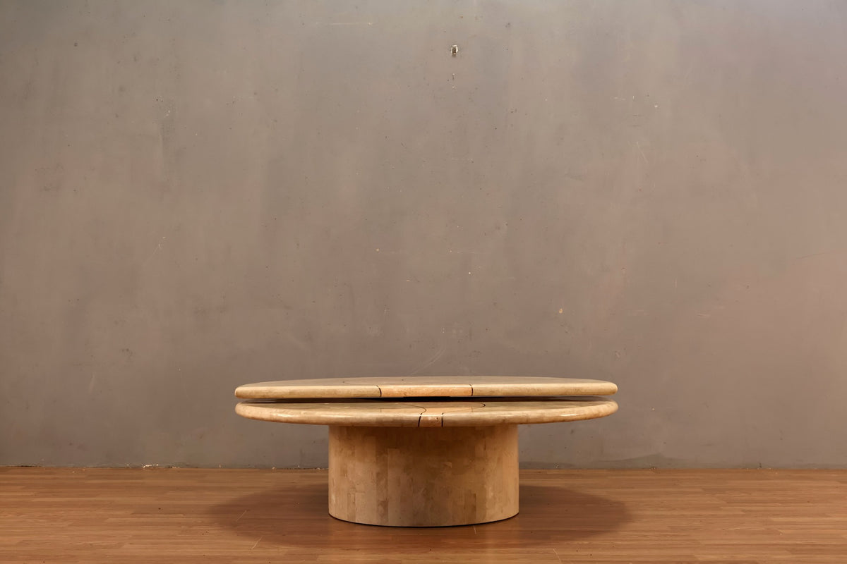 Large 1990s Travertine Swivel-Top Coffee Table - ONLINE ONLY