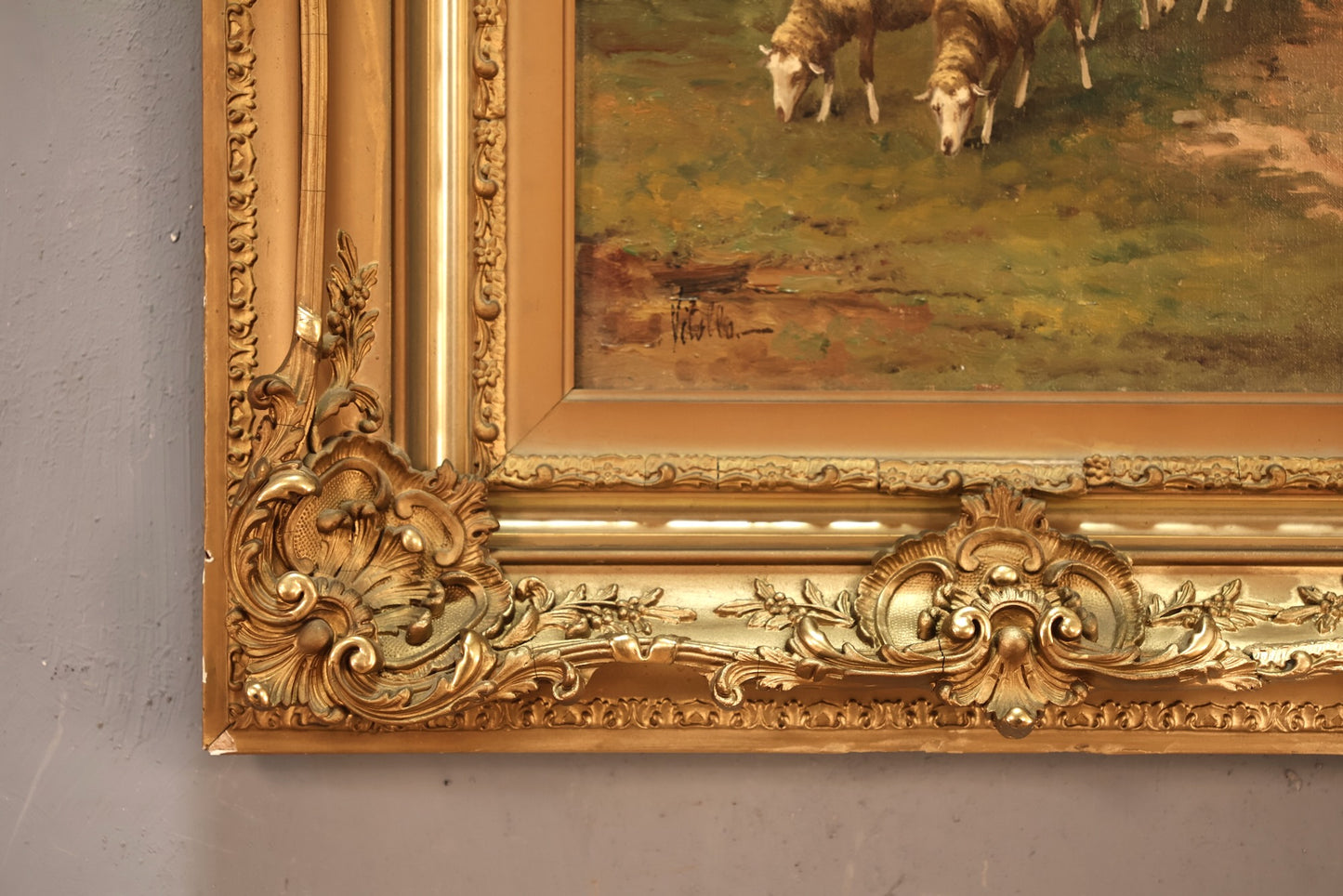 Antique "Peaceful Pasture" Painting