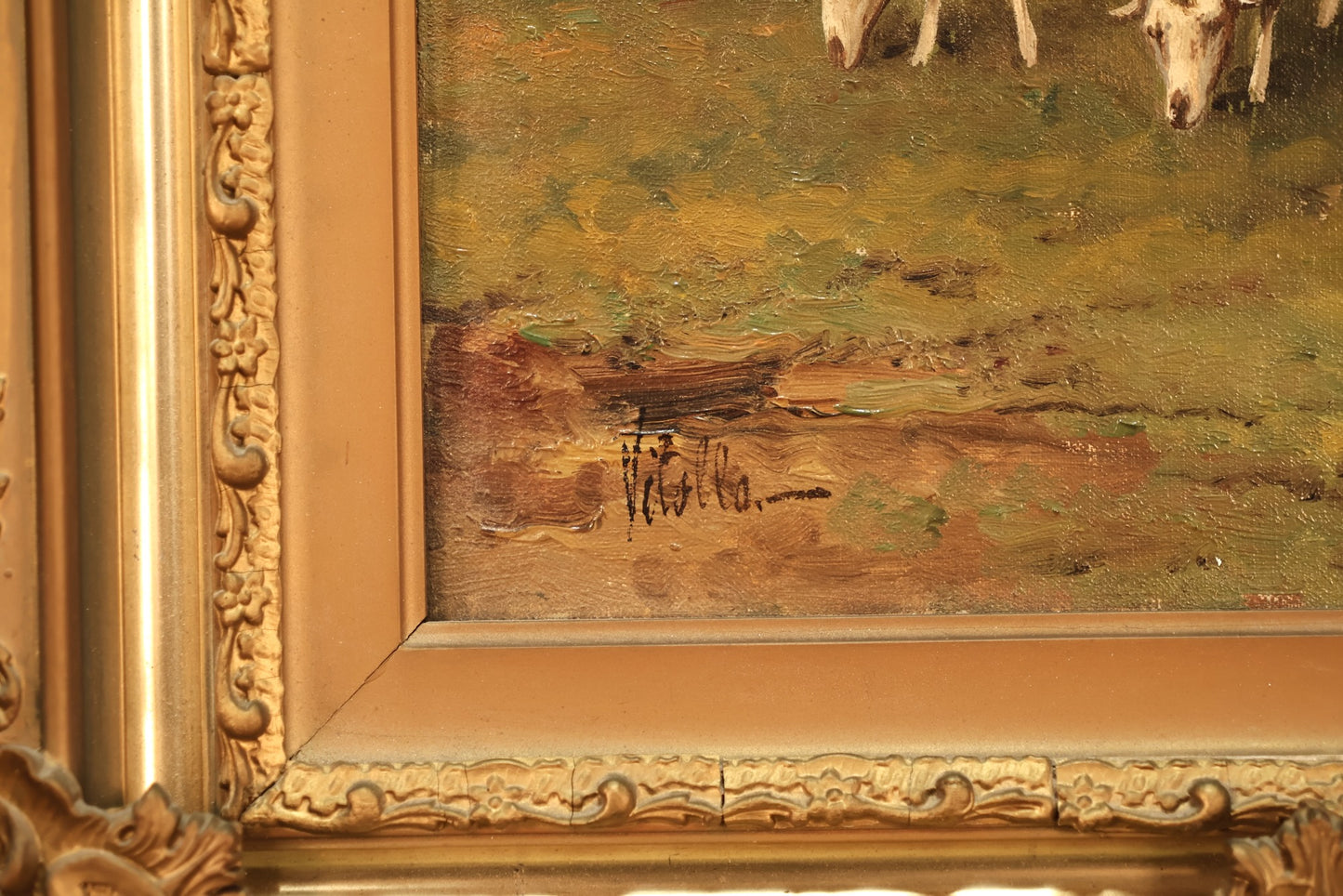 Antique "Peaceful Pasture" Painting