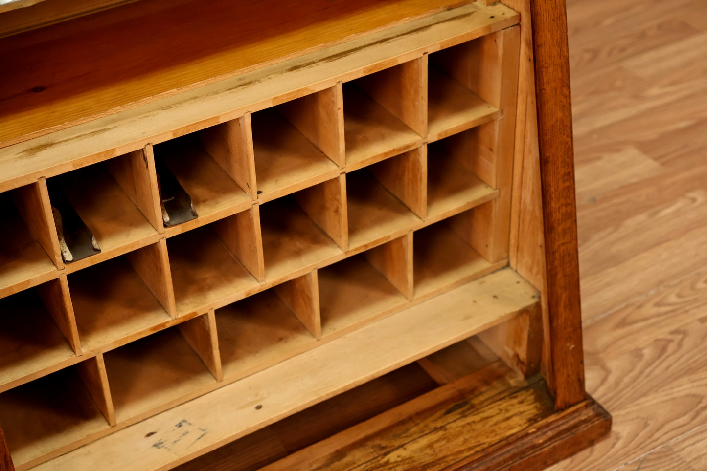 Antique Oak Roll-Top Railway Ticket Cabinet