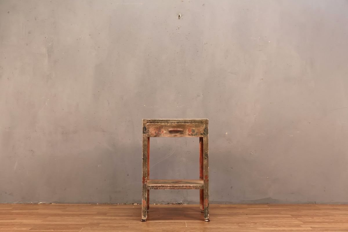 Shabby Floral Metal End Table