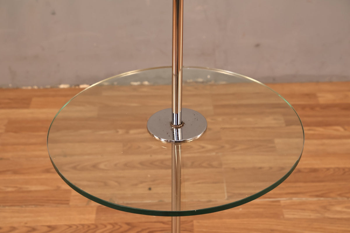 Mid Century Chrome & Glass Side Table Floor Lamp