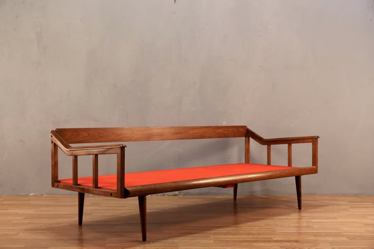Mid Century Walnut Daybed Sofa Frame - ONLINE ONLY