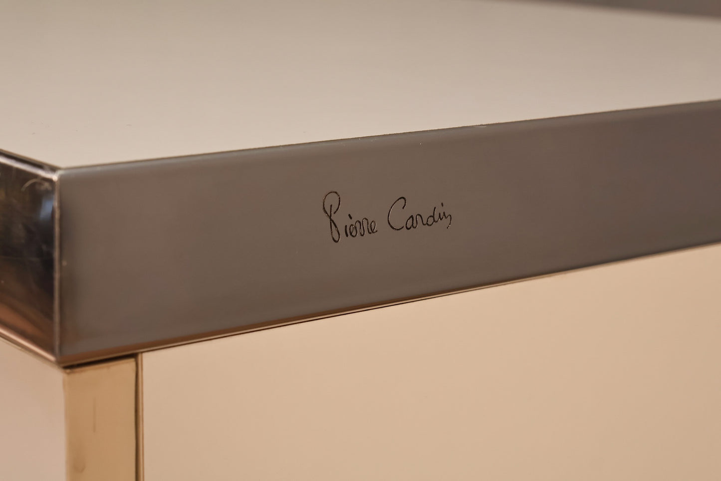 Pierre Cardin White & Chrome 2-Door Cabinet