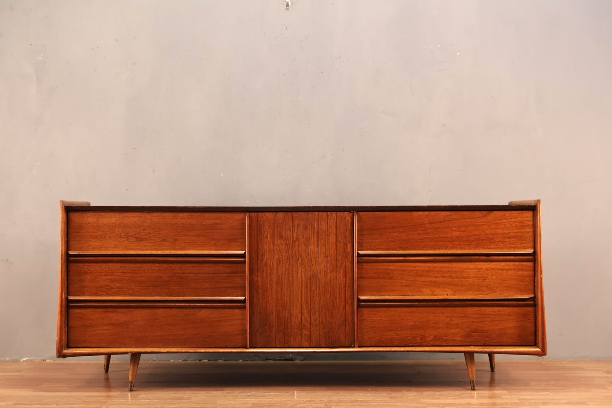 Mid Century Walnut 9-Drawer Credenza – Furnish Green