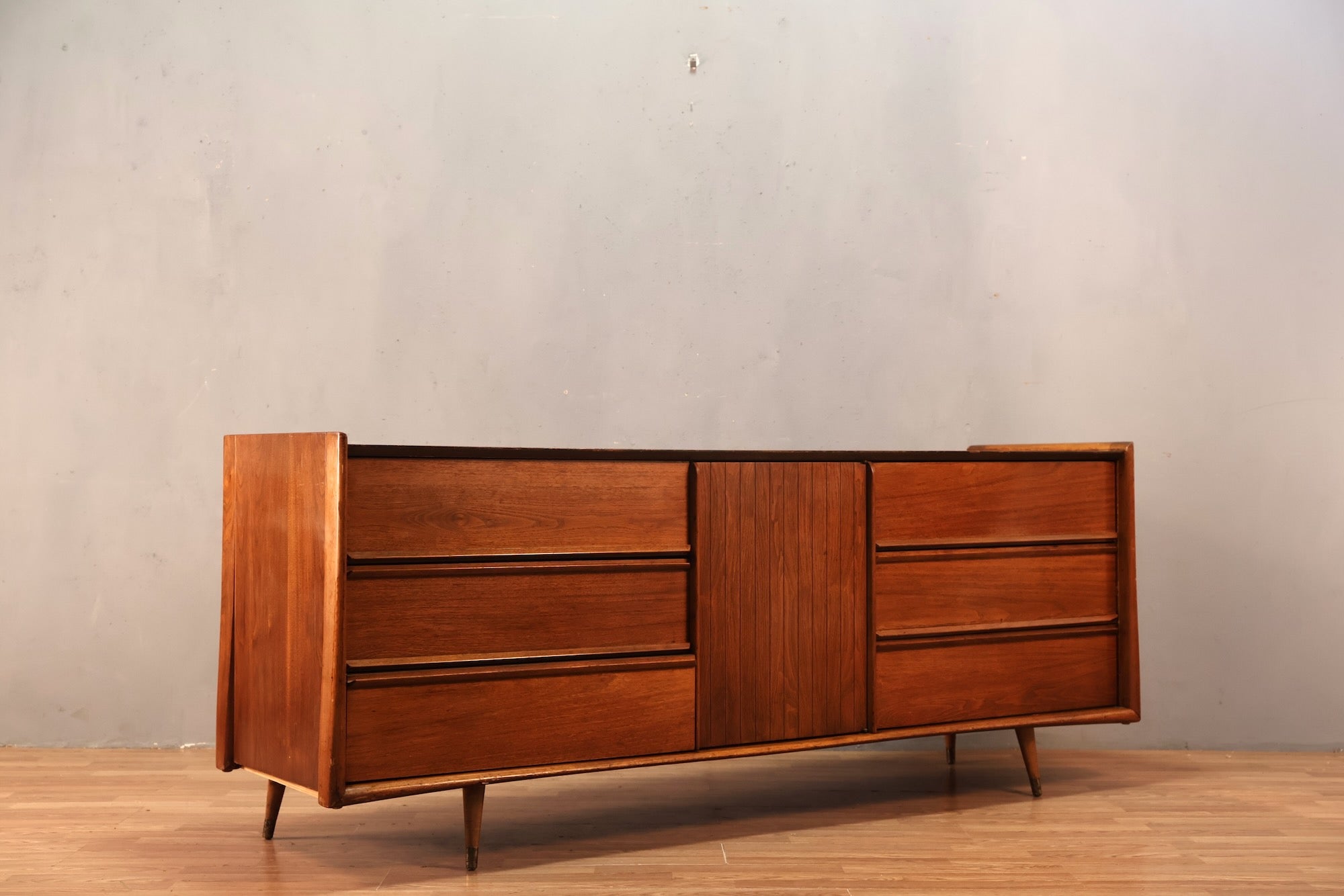 Mid Century Walnut 9-Drawer Credenza – Furnish Green