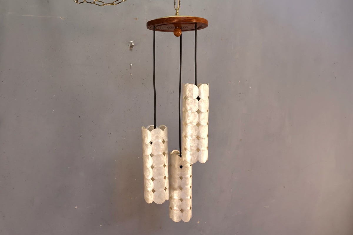 Capiz & Brass Pendant Swag Lamp