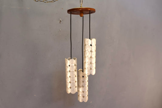 Capiz & Brass Pendant Swag Lamp