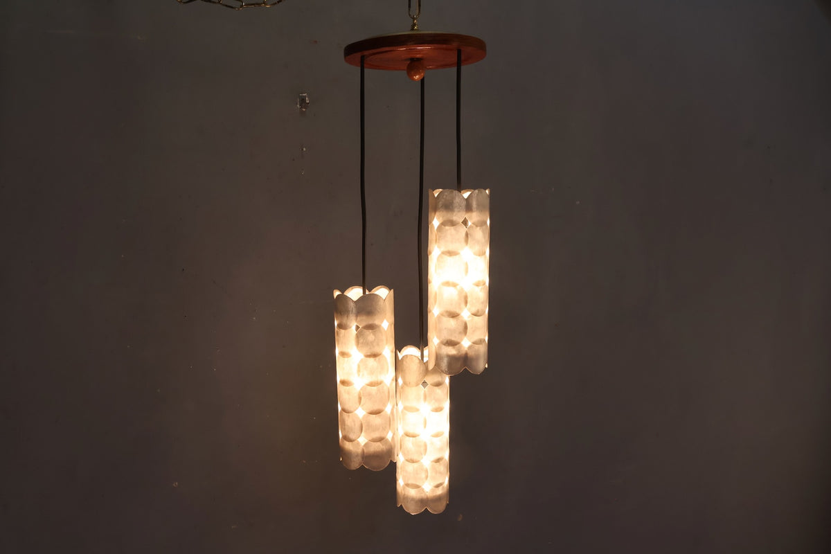 Capiz & Brass Pendant Swag Lamp