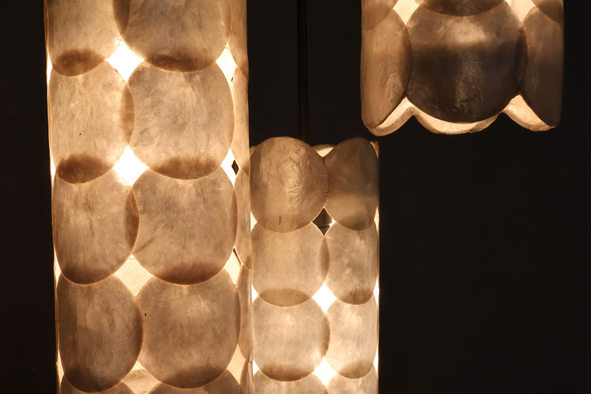 Capiz & Brass Pendant Swag Lamp