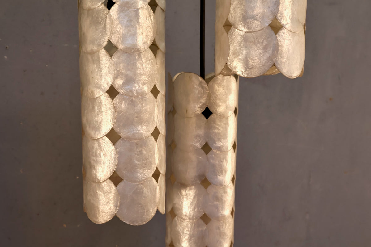 Capiz & Brass Pendant Swag Lamp