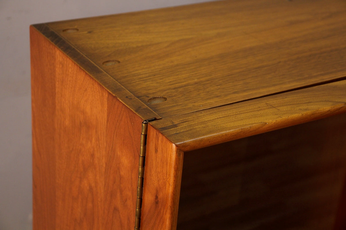 Mid Century Walnut & Glass 4-Door Bookcase - ONLINE ONLY