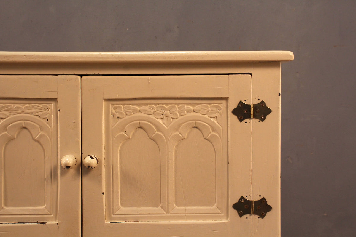 Carved White Painted 2-Door Cabinet