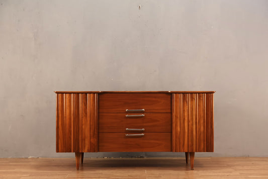 Mid Century Ridged 3-Drawer Credenza