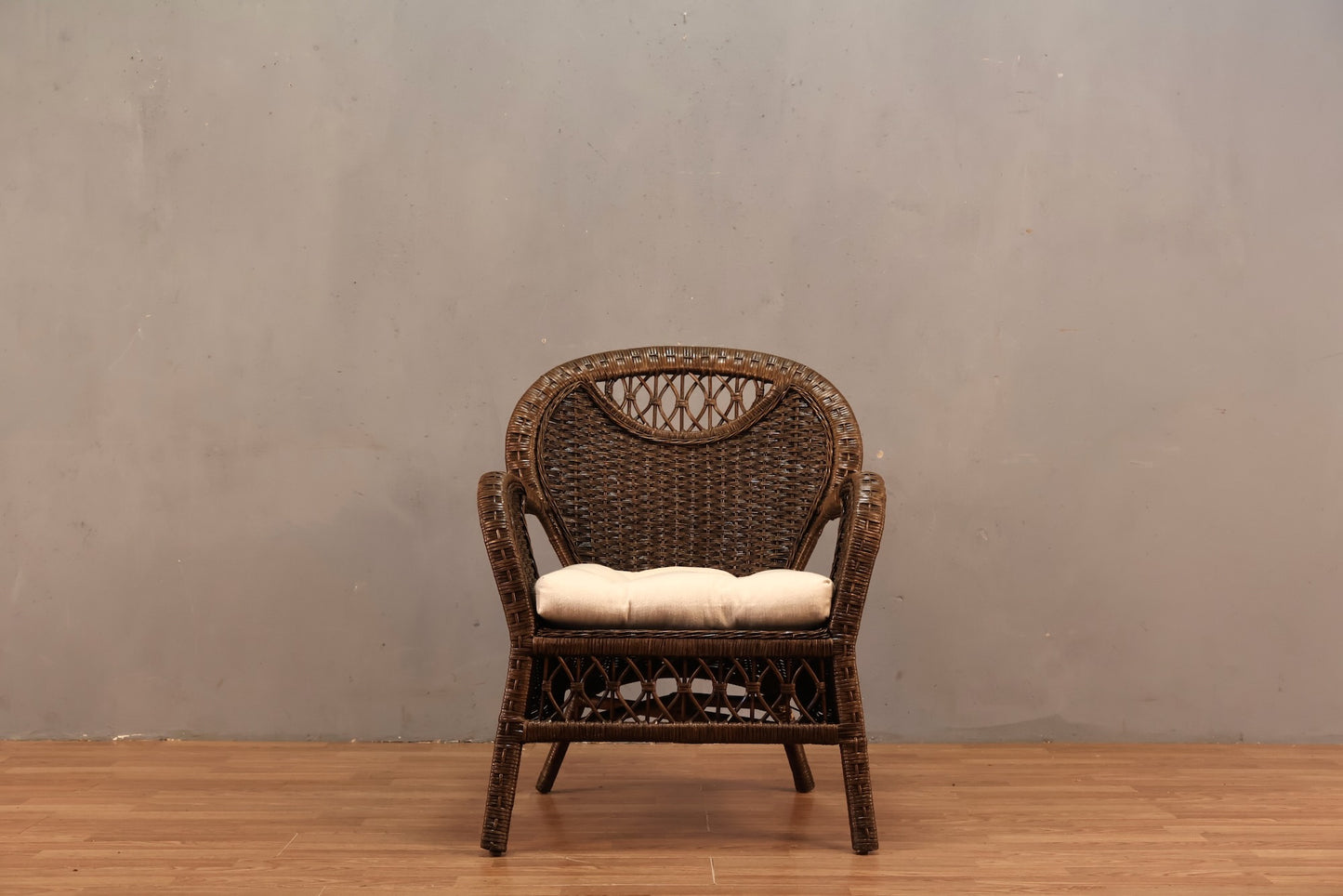 Dark Wicker & White Armchair
