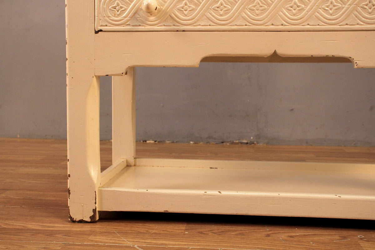 Carved White Painted 2-Door Cabinet