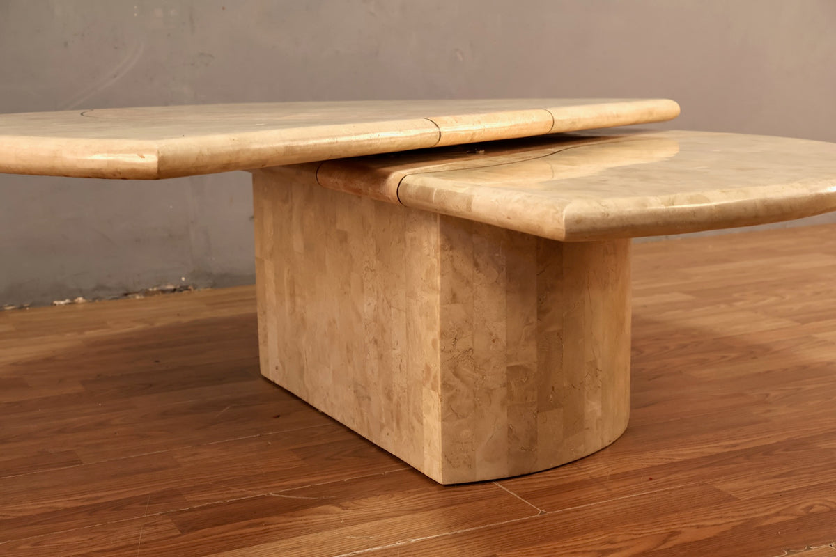 Large 1990s Travertine Swivel-Top Coffee Table - ONLINE ONLY