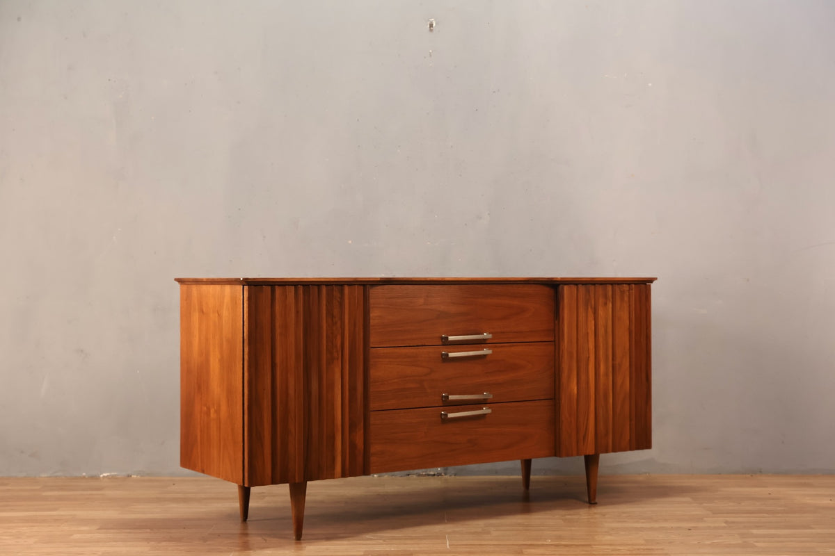 Mid Century Ridged 3-Drawer Credenza