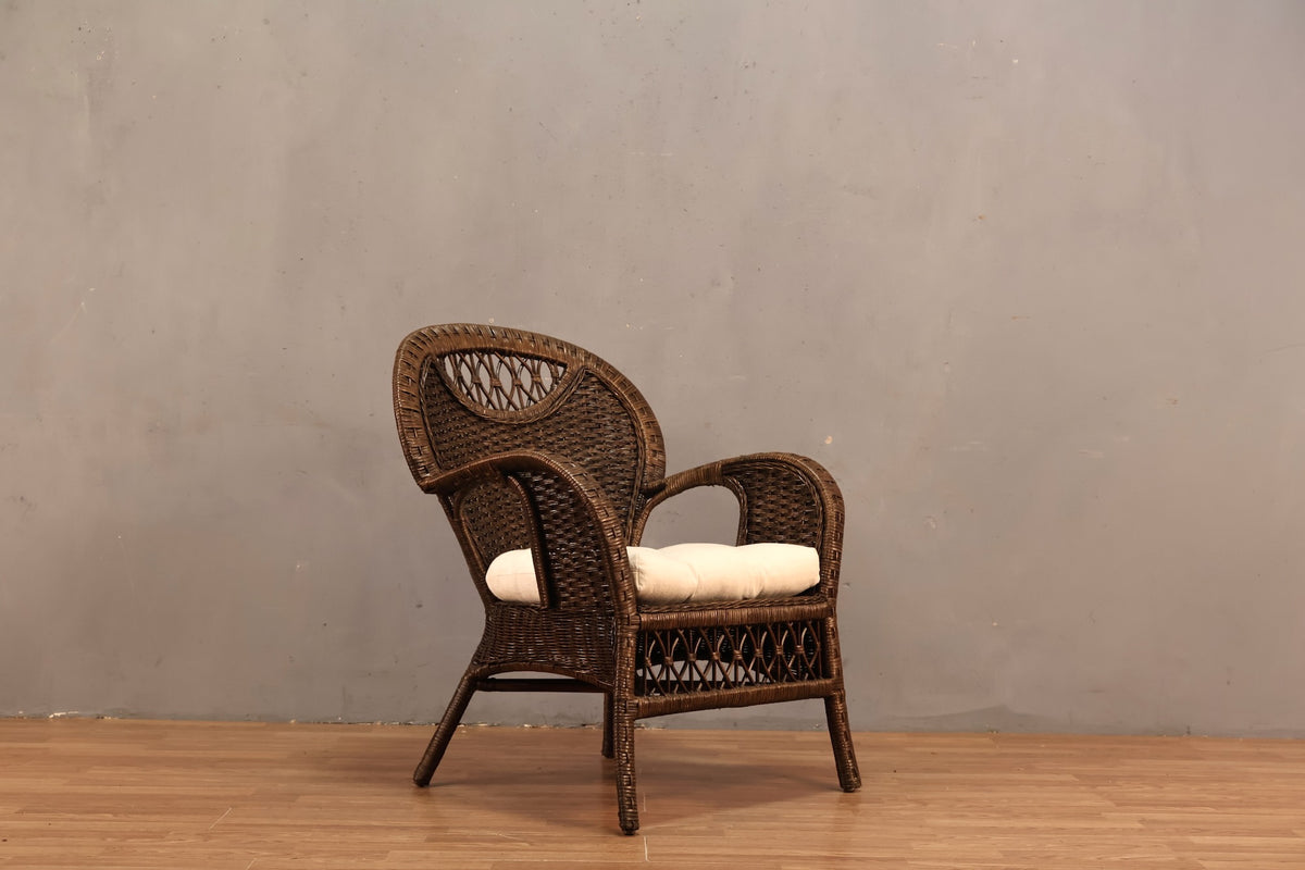 Dark Wicker & White Armchair