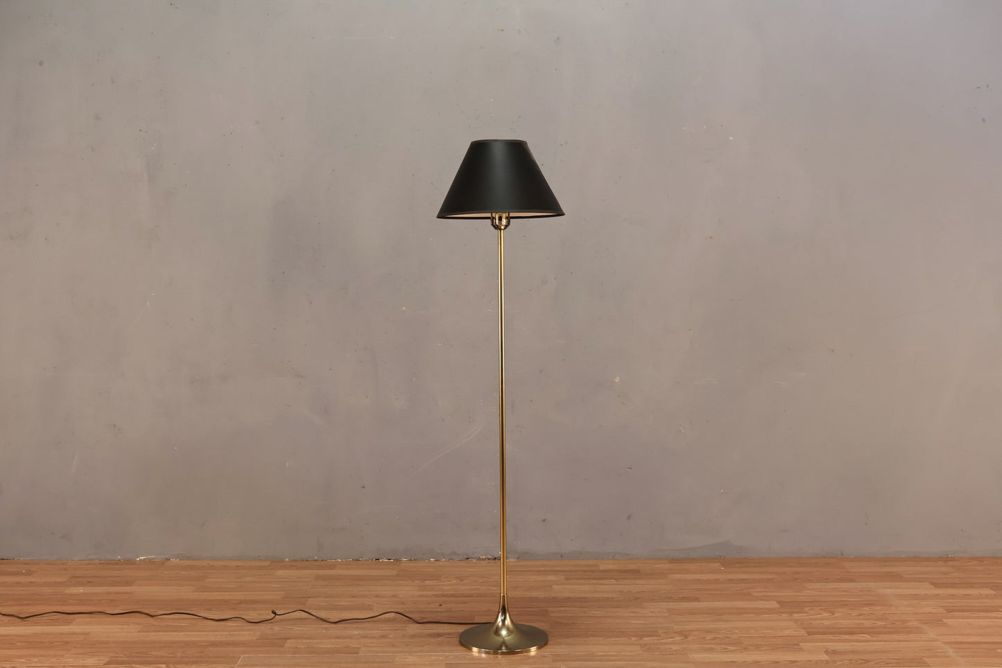 Brass Floor Lamp With Black Shade