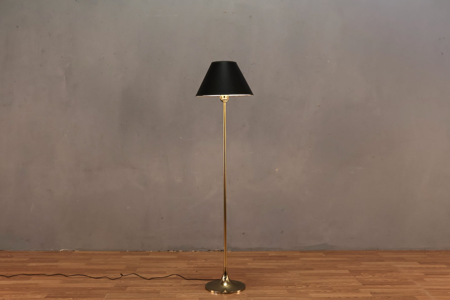 Brass Floor Lamp With Black Shade