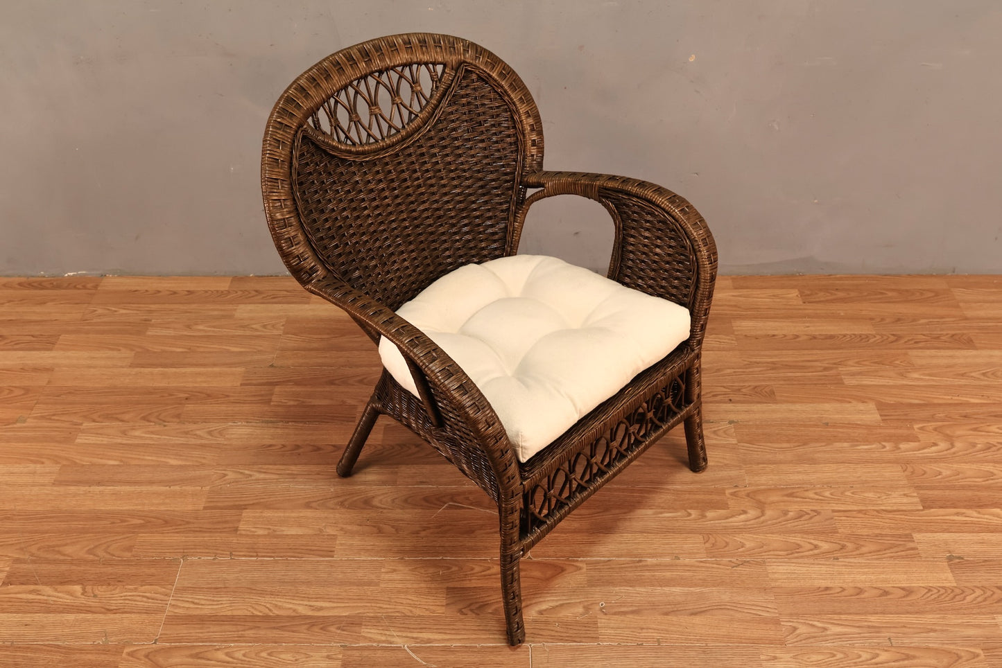 Dark Wicker & White Armchair