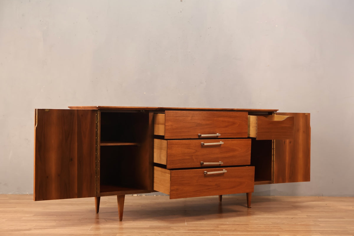 Mid Century Ridged 3-Drawer Credenza