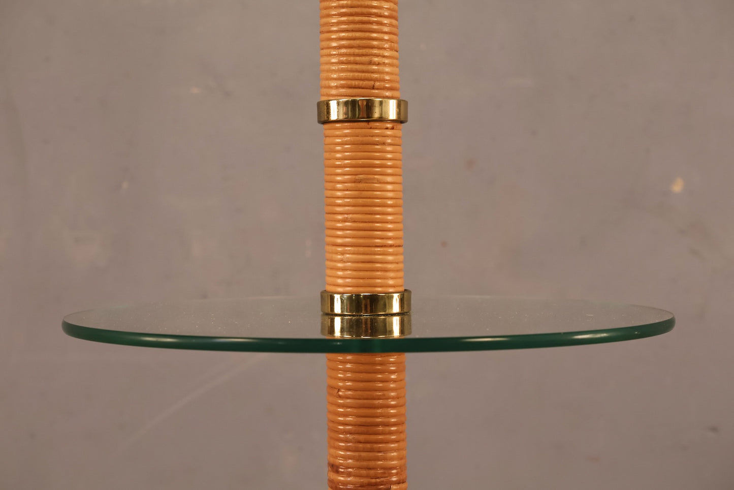 Rattan Brass & Glass Side Table Lamp