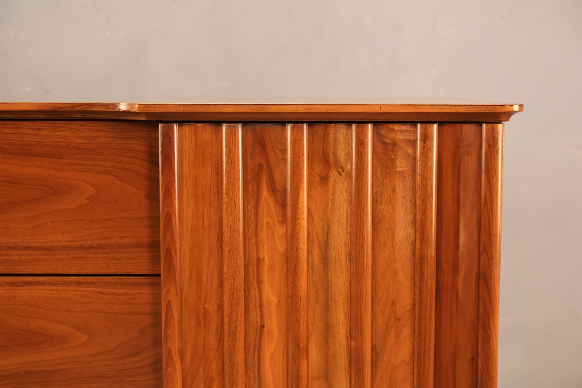 Mid Century Ridged 3-Drawer Credenza