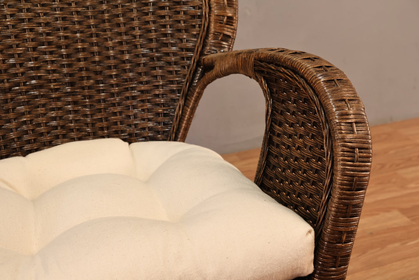 Dark Wicker & White Armchair