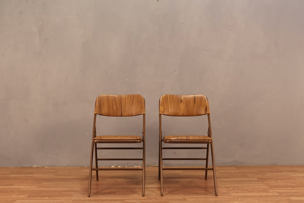 Samsonite Metal & Woodgrain Vinyl Folding Chair