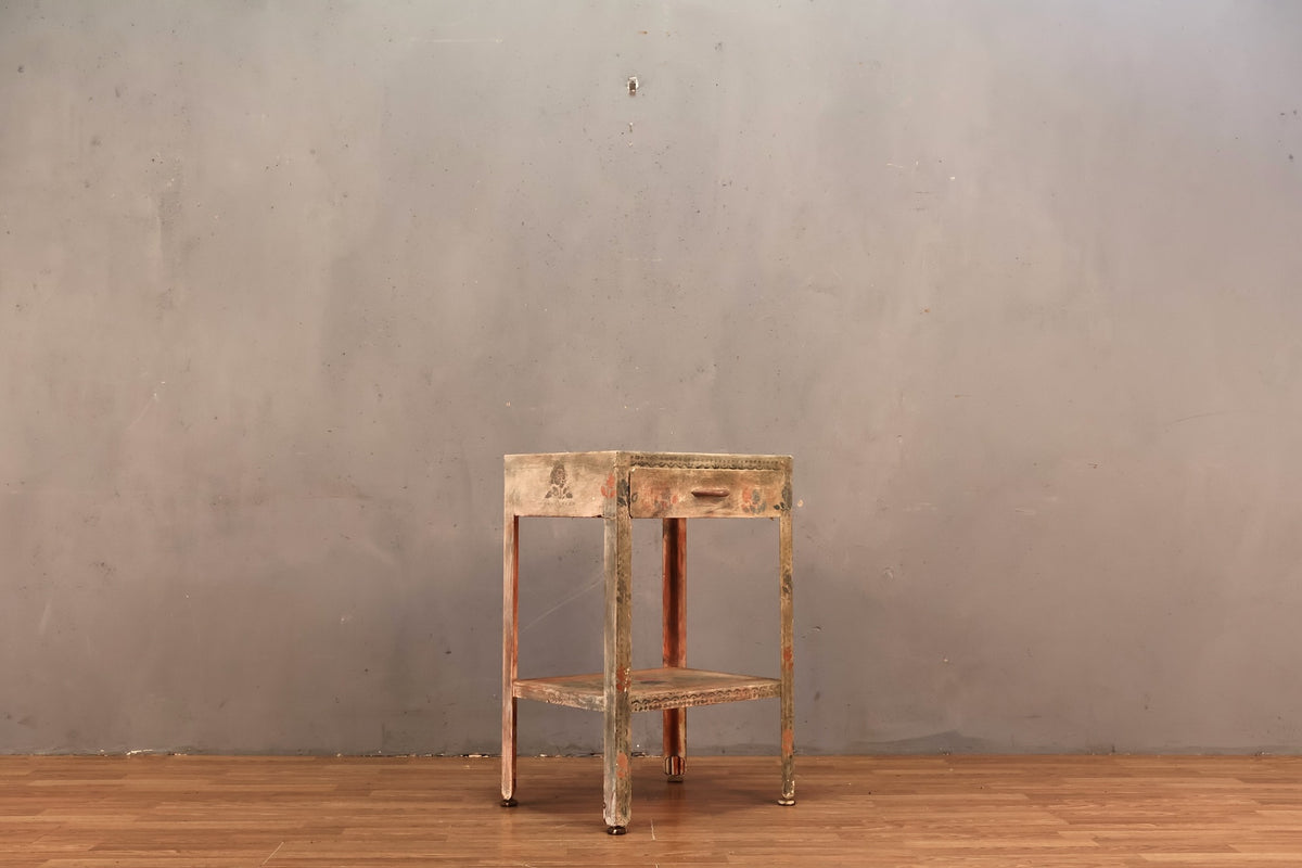 Shabby Floral Metal End Table