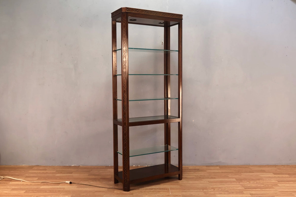 Elegant Dark Wood & Glass Etagere