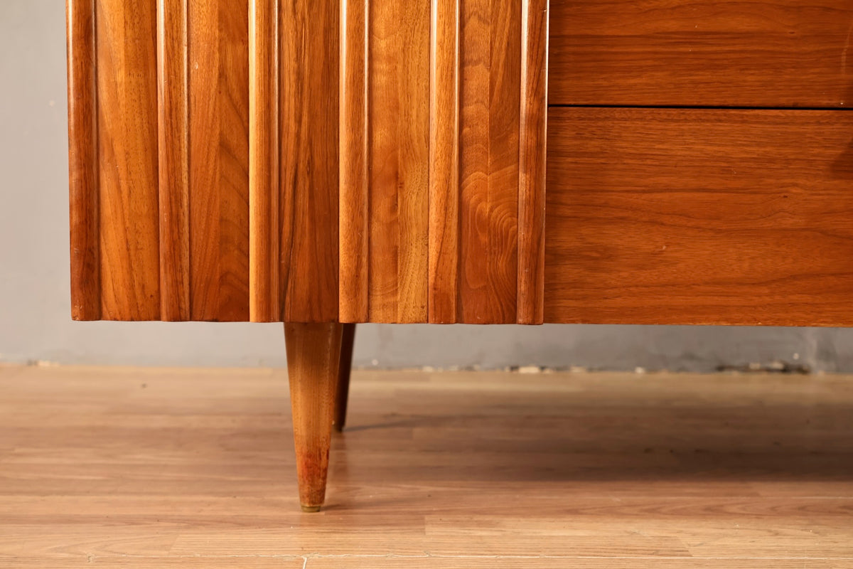 Mid Century Ridged 3-Drawer Credenza