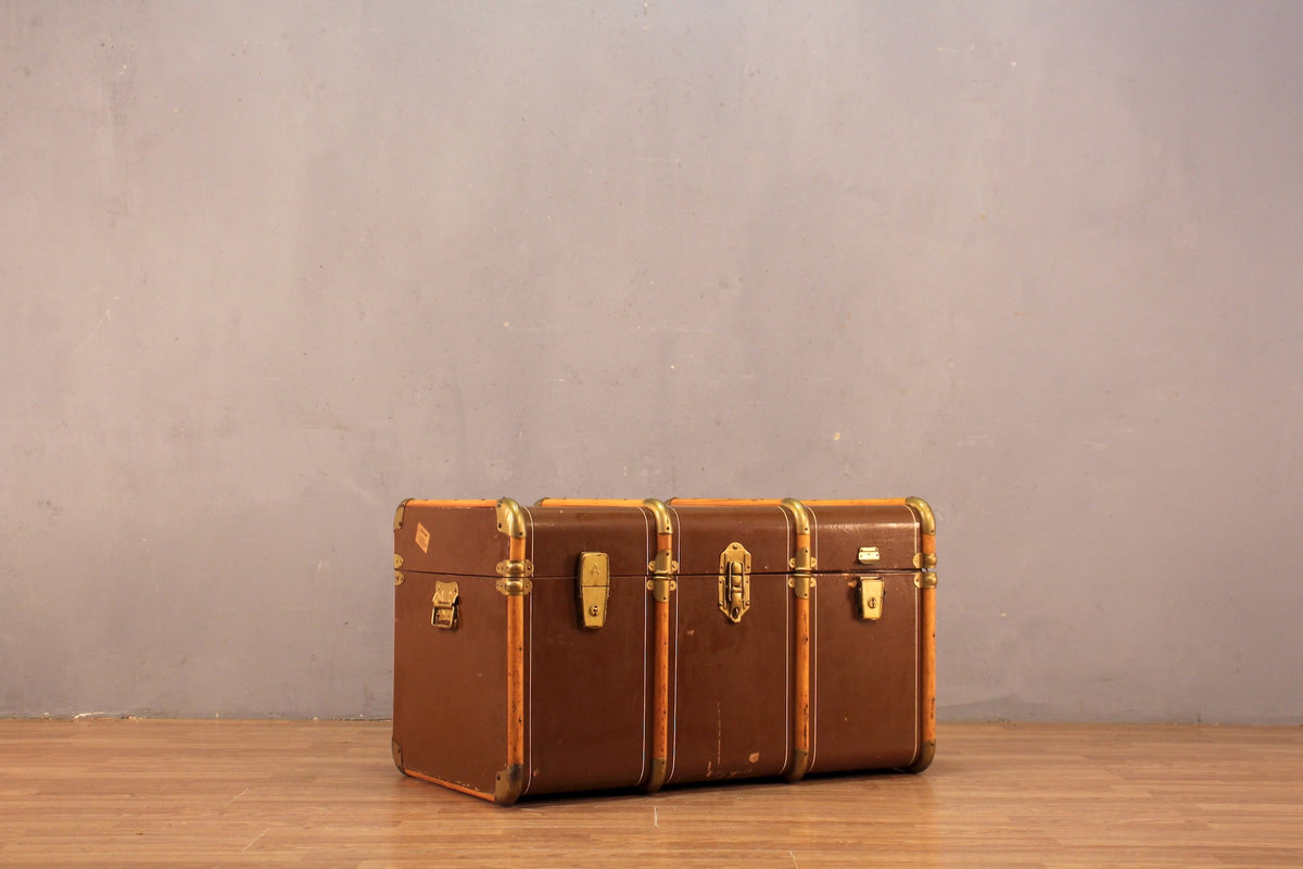 Antique Toffee Banded Trunk - ONLINE ONLY