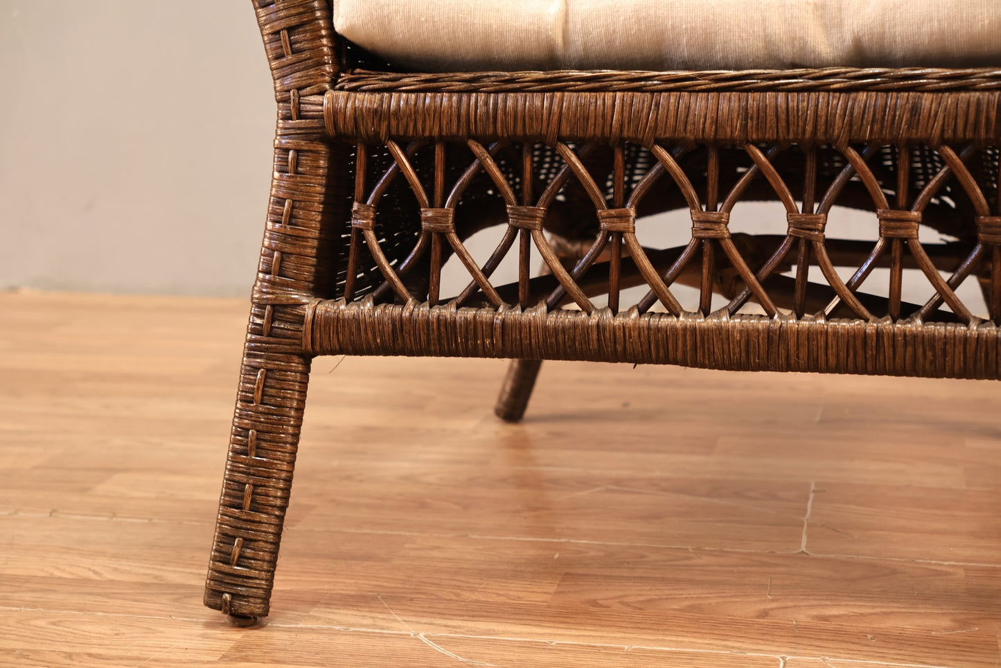 Dark Wicker & White Armchair
