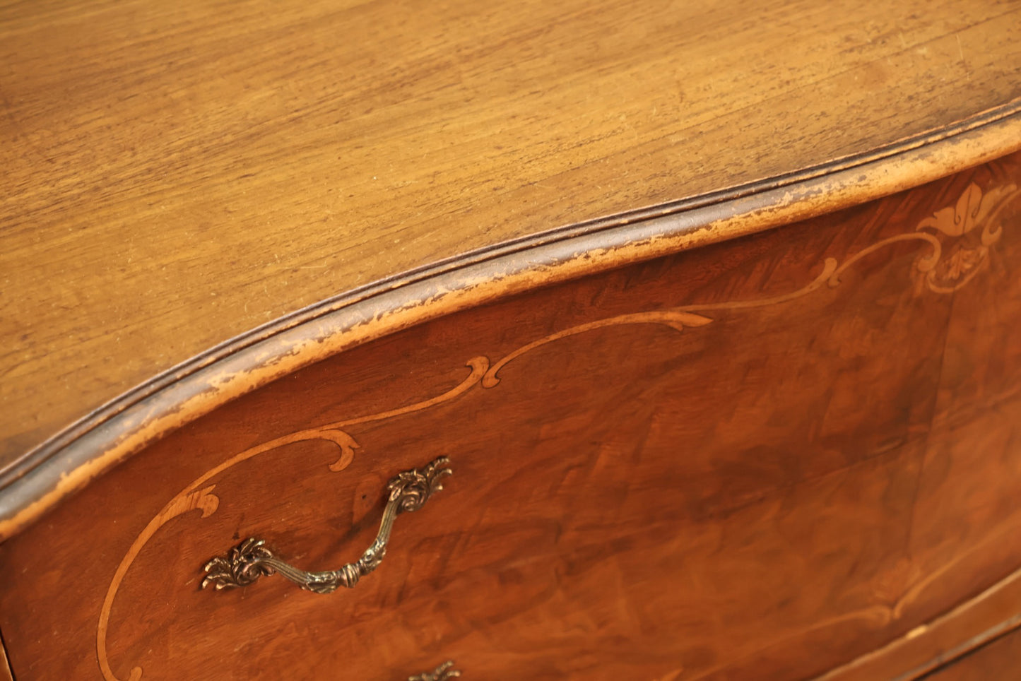 Ornate Inlaid 4-Drawer Dresser