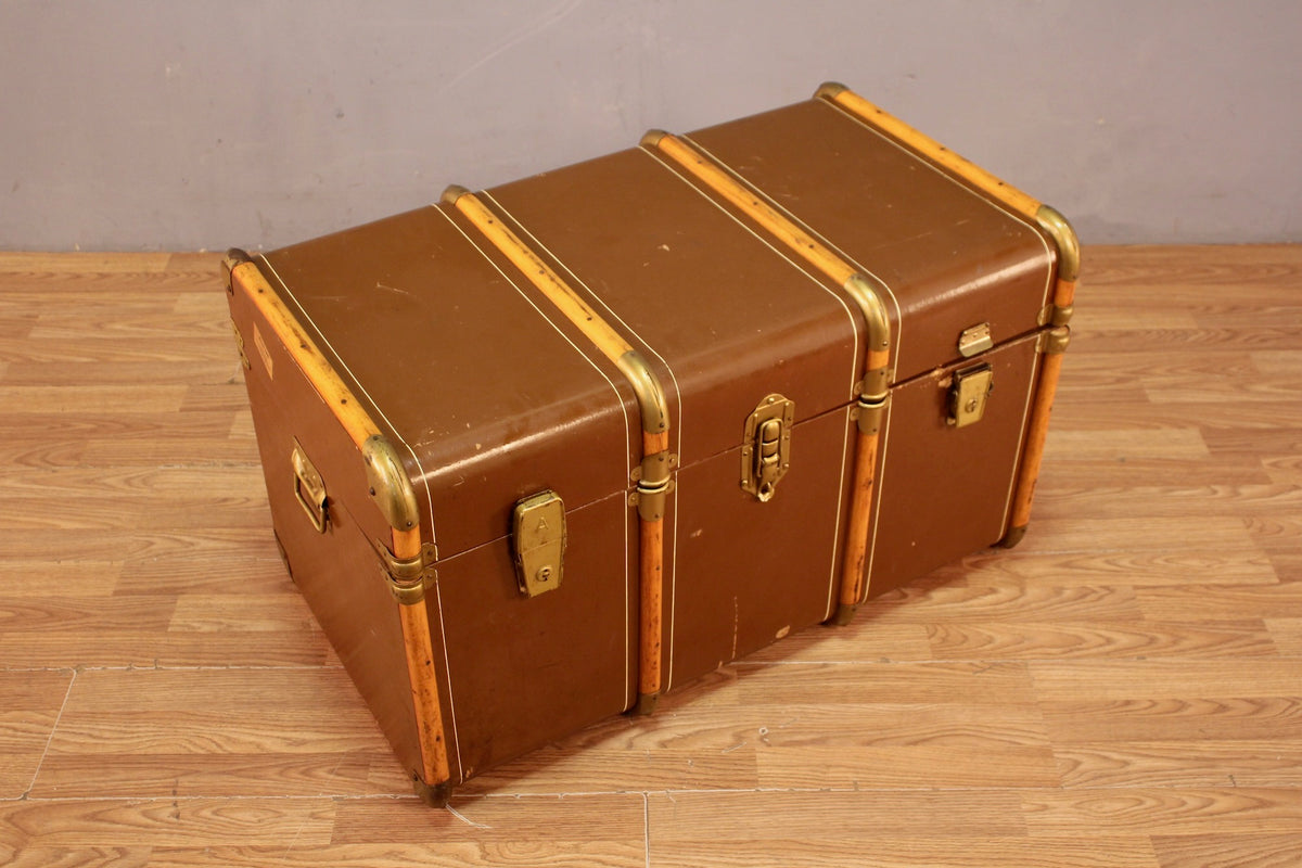 Antique Toffee Banded Trunk - ONLINE ONLY