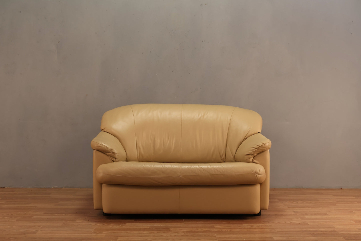 1980s Tan Leather Loveseat -ONLINE ONLY