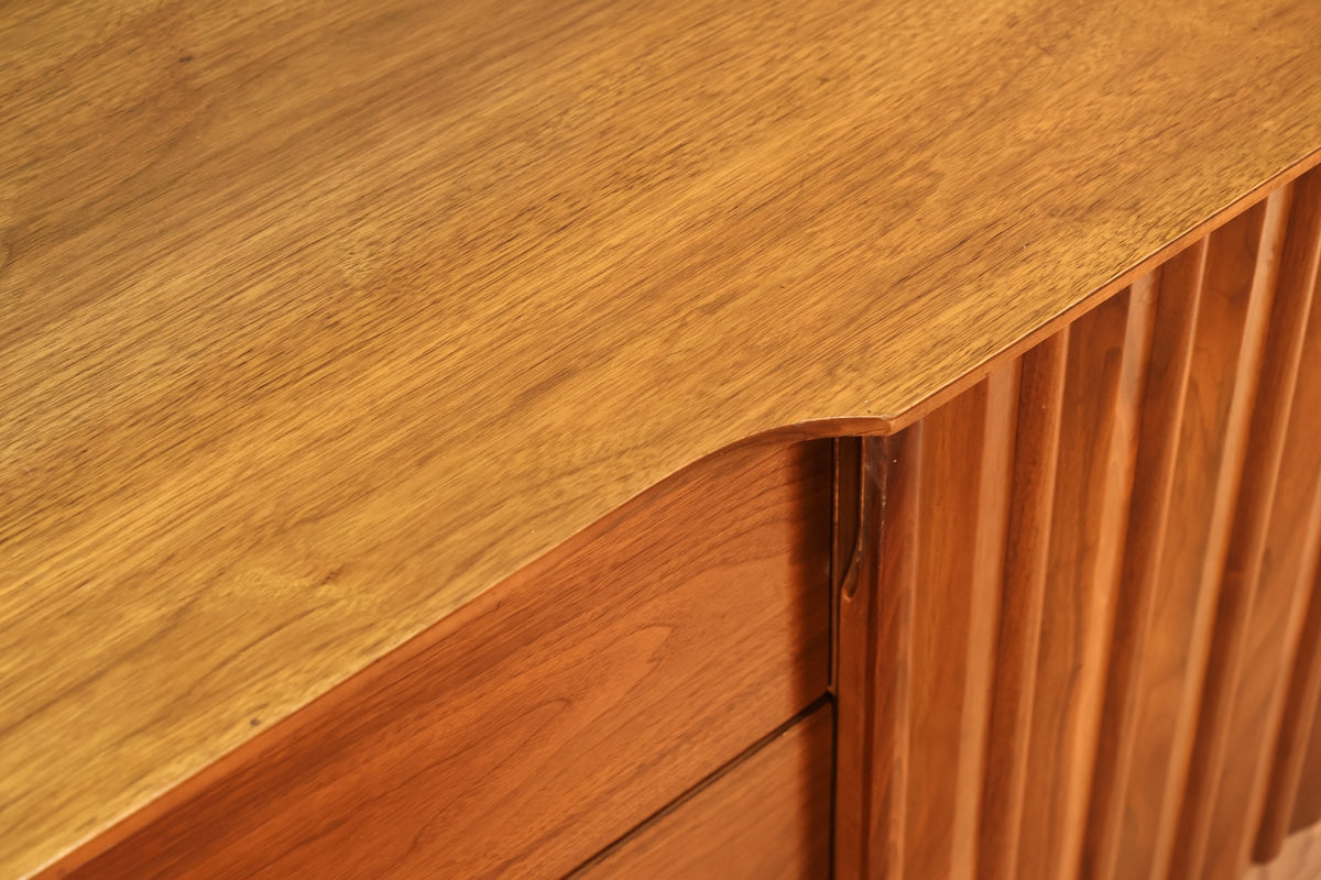 Mid Century Ridged 3-Drawer Credenza
