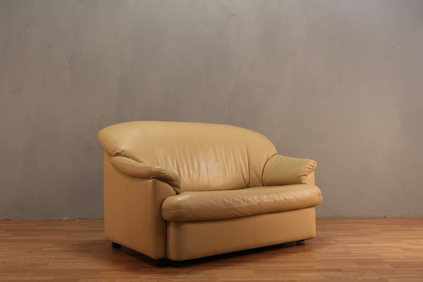 1980s Tan Leather Loveseat -ONLINE ONLY