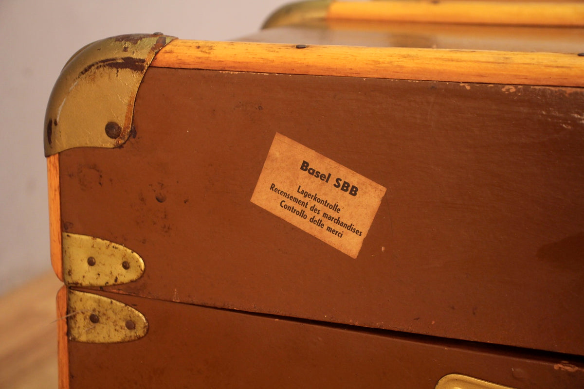 Antique Toffee Banded Trunk - ONLINE ONLY